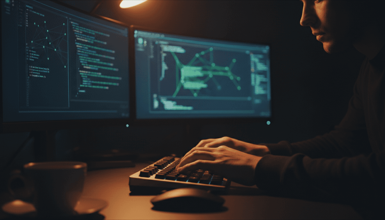 IT professional working at computer in Mississauga office